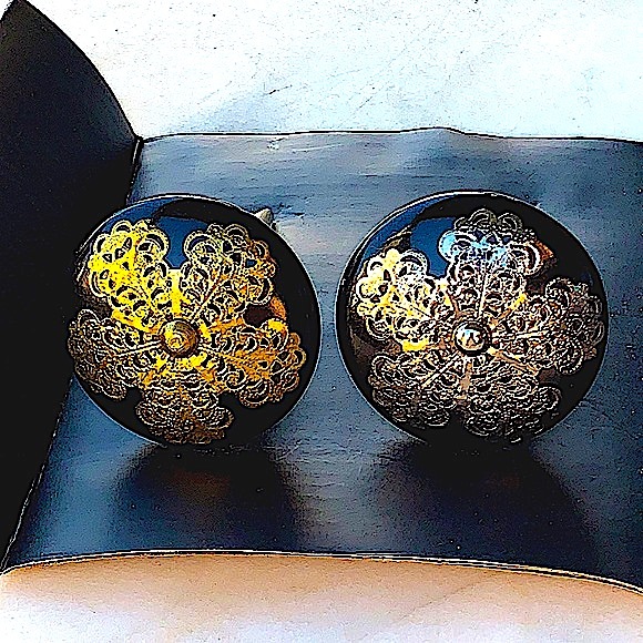 CASA DECOR BOTTLE STOPPERS BLACK SILVER BRASS - Picture 4 of 8